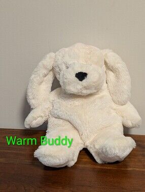 Warm Buddy Fluffy White Dog stuffy Plush No removable heat bag insert. Fair